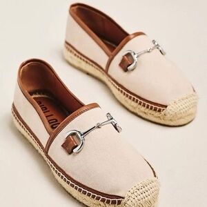 Anthropologie Bibi Lou Horsebit Espadrille Flats EU40 US 9/9.5 Beige New Spring